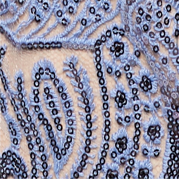 NEW Free People Night Shimmers dress lace mini blue sequined nude look size 2 - Picture 11 of 16